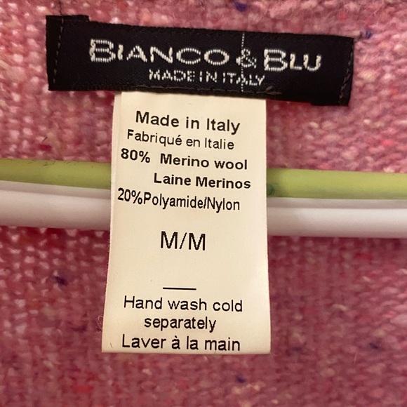 SIZE MEDIUM PINK WITH MULTI COLOUR SPECKLES ONE BUTTON CARDIGAN BY BIANCO & BLU - Picture 7 of 8